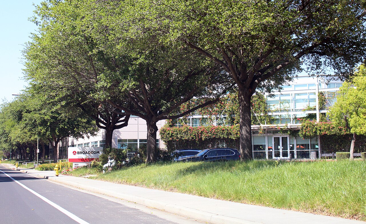 Broadcom corporate headquarters in San Jose, the AI chipmaker at the center of June 2026's AI stock selloff